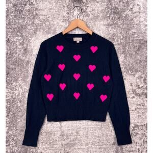 J Crew 100% Cashmere Sweater Small Womens Cropped Heart Knit